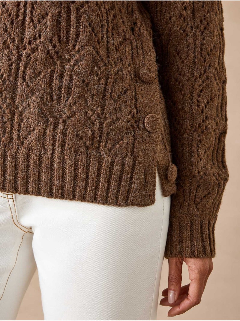Pull col roulé maille fantaisie - DAXON Marron noisette - Kiabi