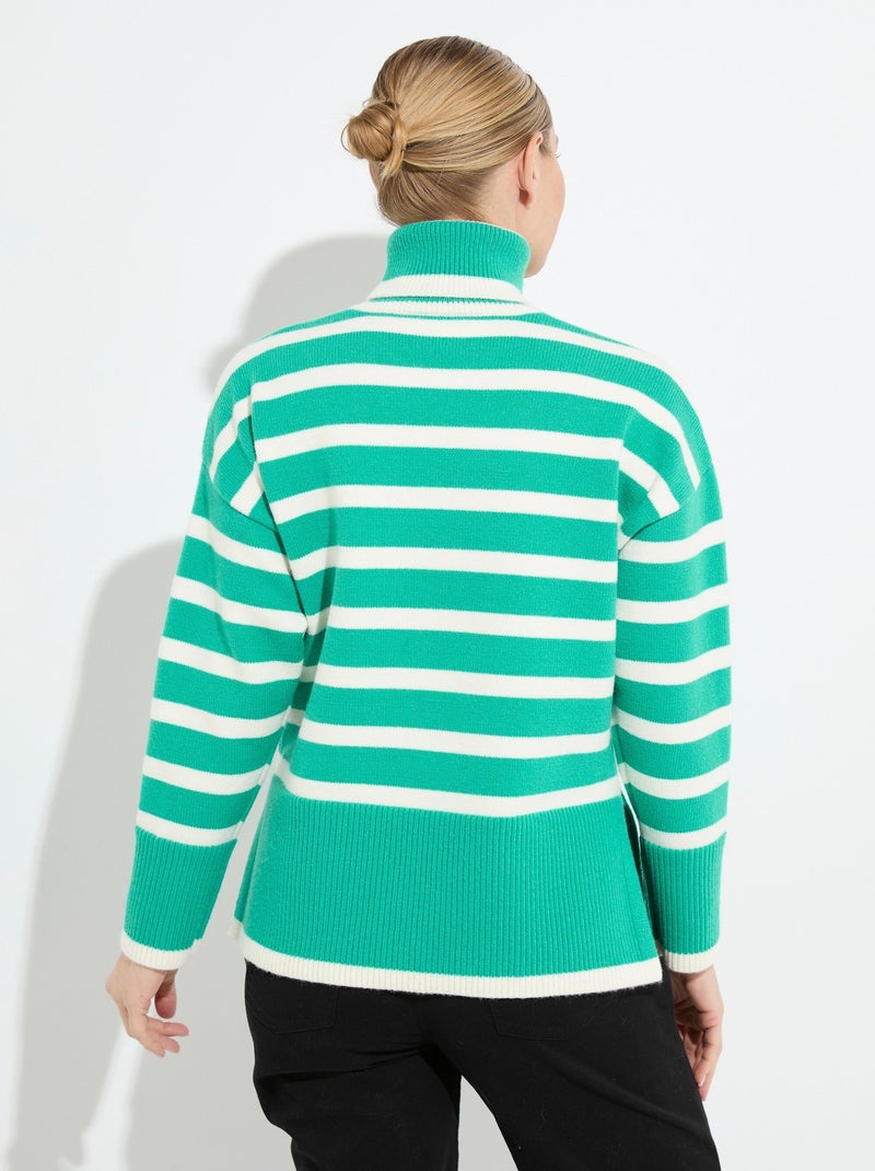 Pull col roulé manches longues descendues - Afibel Vert - Kiabi