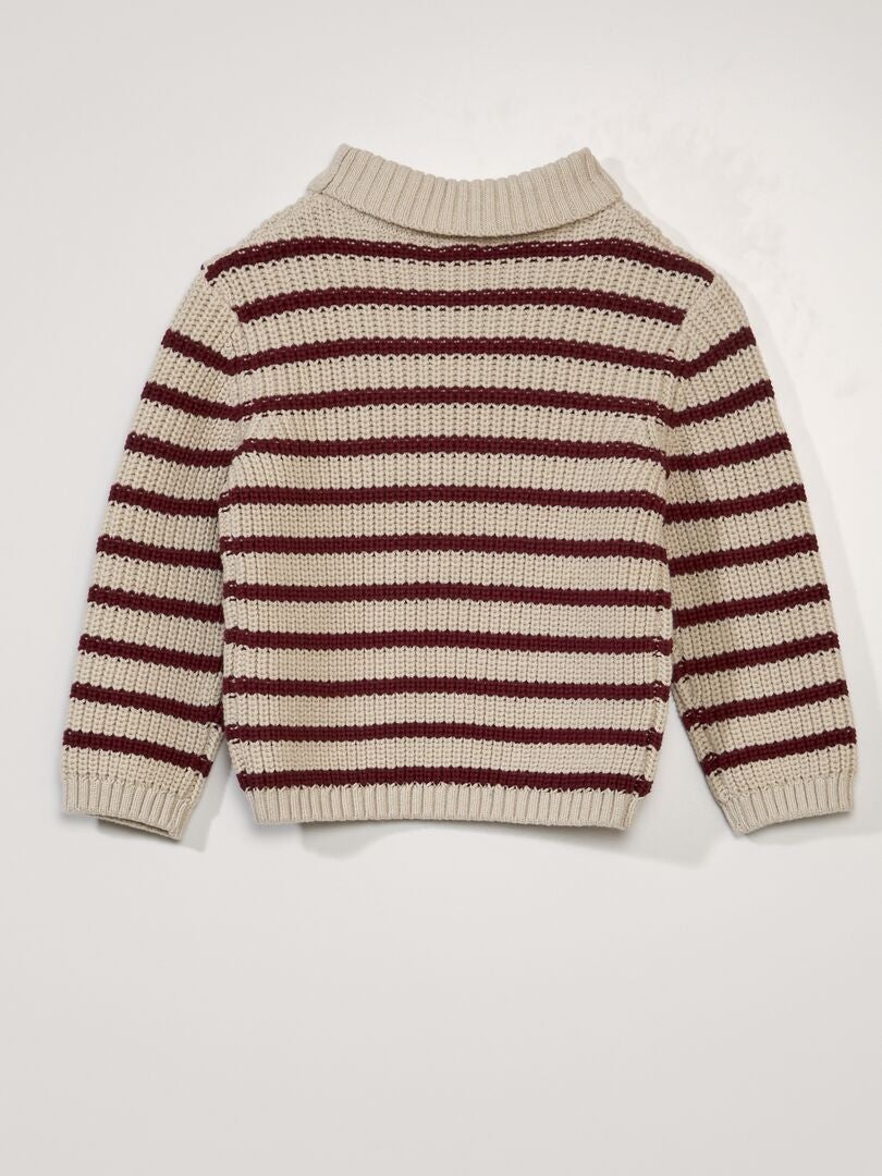 Pull col roulé marinière Rouge/beige - Kiabi