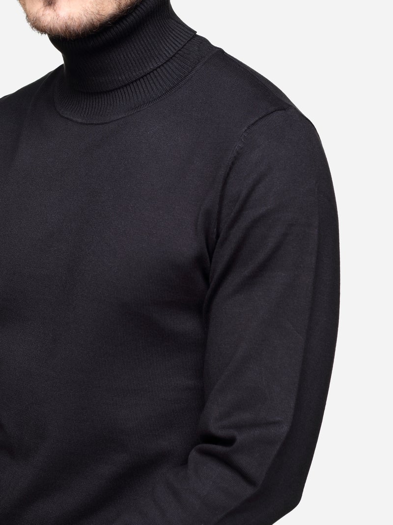 Pull col roulé Noir - Kiabi