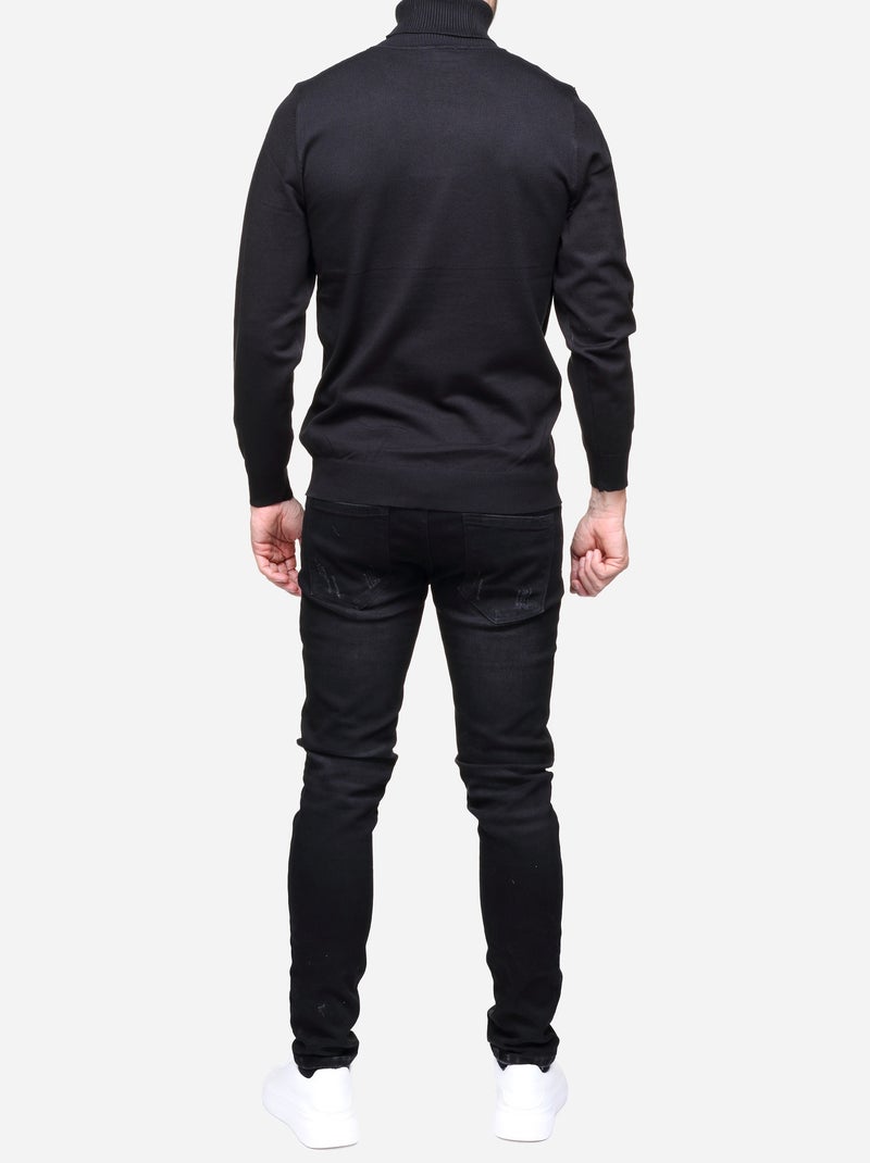 Pull col roulé Noir - Kiabi