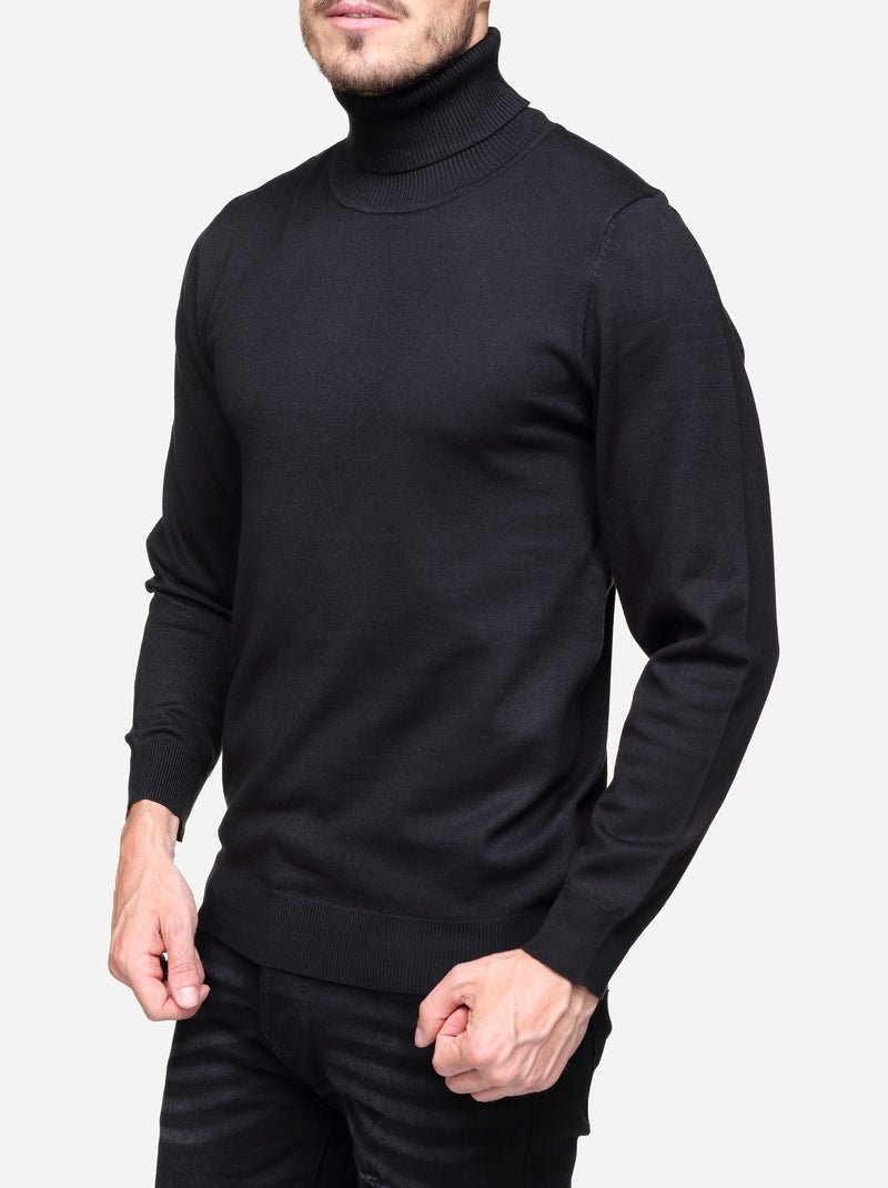 Pull col roulé Noir - Kiabi