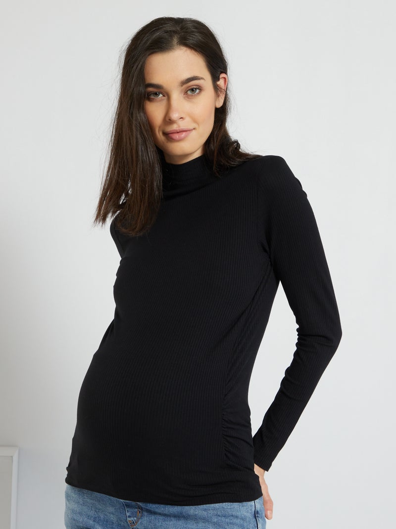 Pull col roulé noir - Kiabi