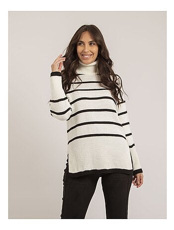 Pull col roulé rayures KATLYN