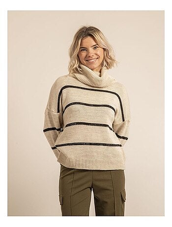 Pull col roulé rayures KAVALIE