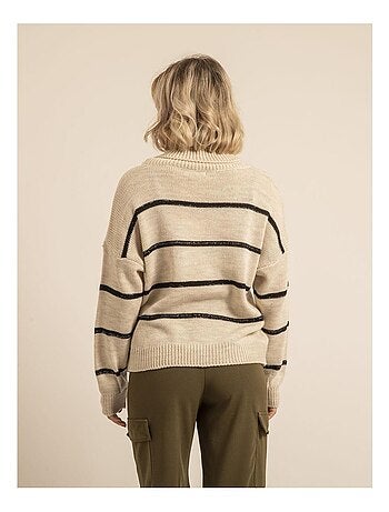 Pull col roulé rayures KAVALIE
