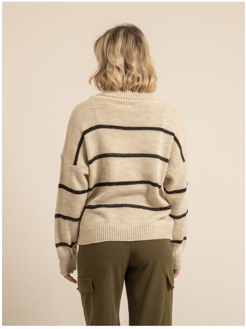 Pull col roulé rayures KAVALIE - Kiabi