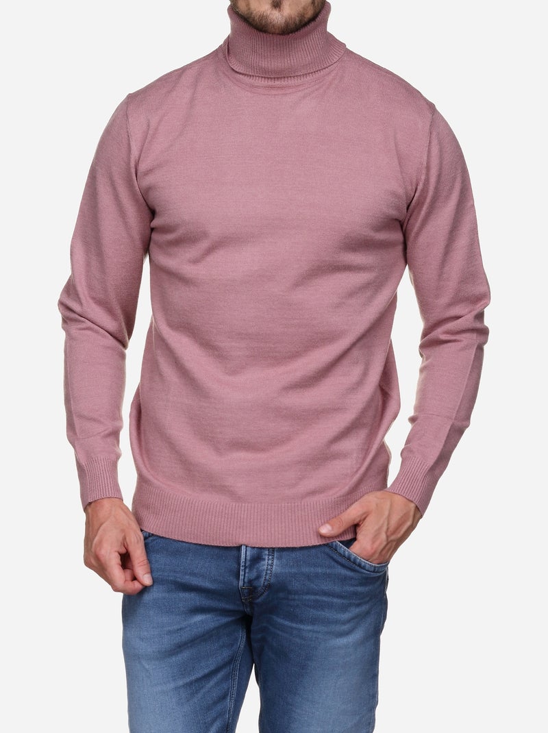 Pull col roulé Rose - Kiabi