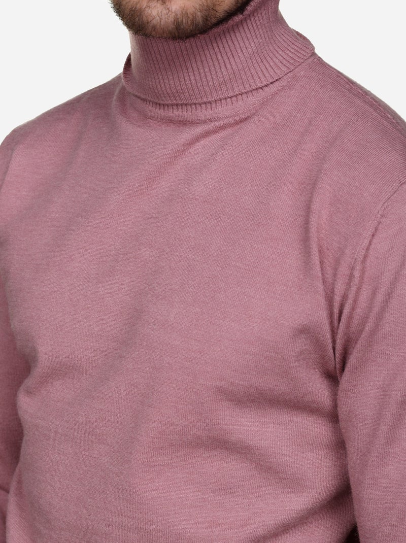 Pull col roulé Rose - Kiabi