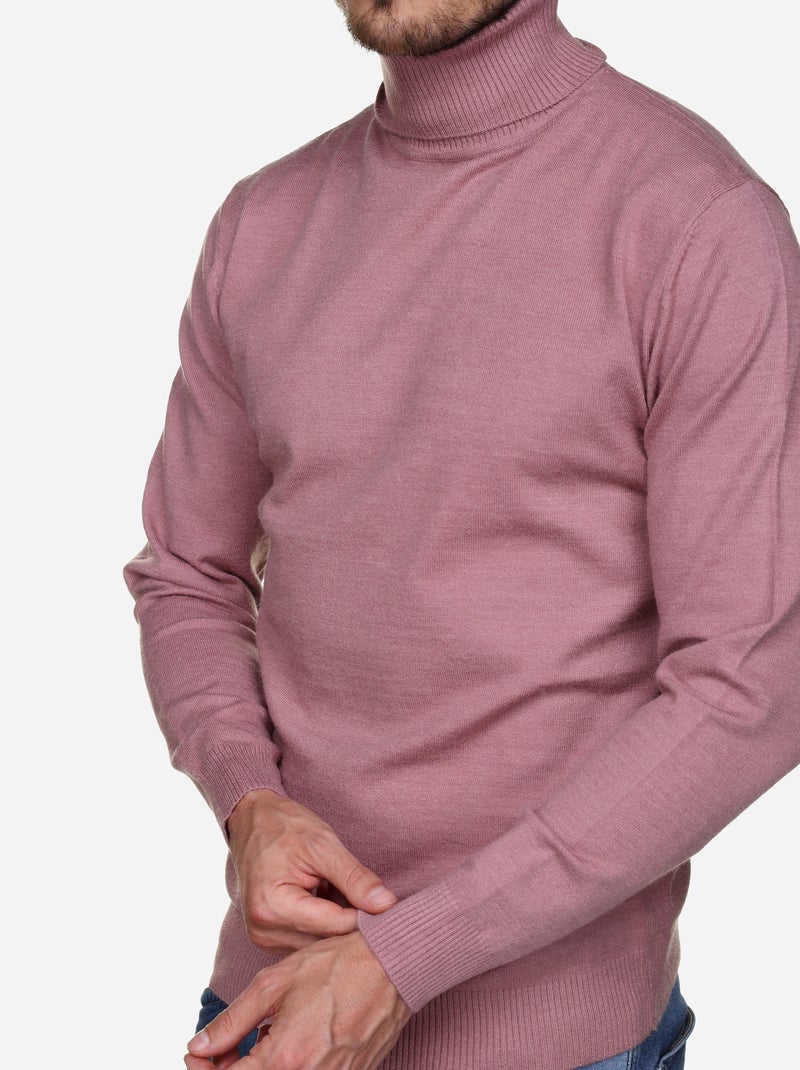 Pull col roulé Rose - Kiabi