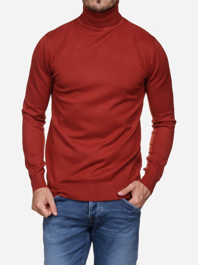 Pull col roulé Rouge - Kiabi
