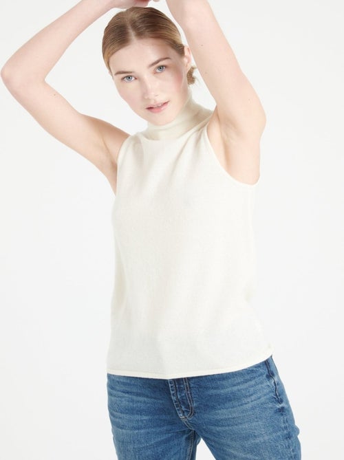 Pull col roulé sans manches femme 100% cachemire - LILLY 13 - Kiabi