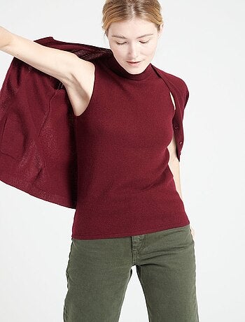 Pull col roulé sans manches femme 100% cachemire - LILLY 13