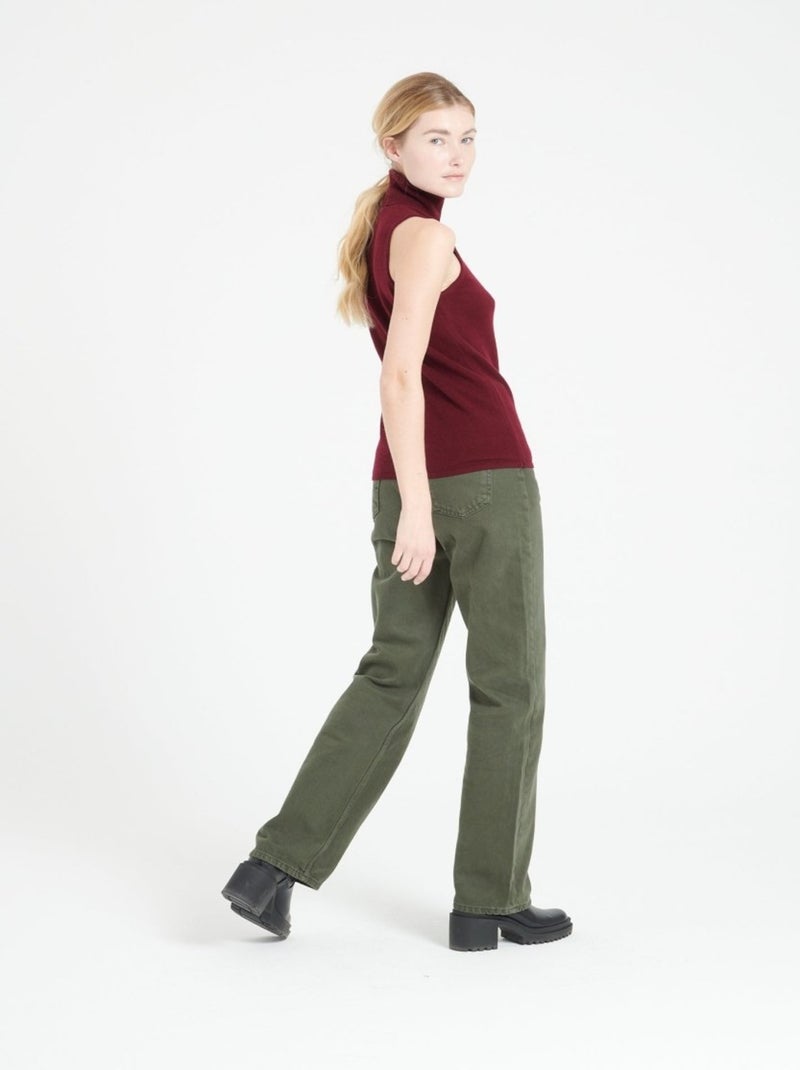 Pull col roulé sans manches femme 100% cachemire - LILLY 13 Bordeaux - Kiabi