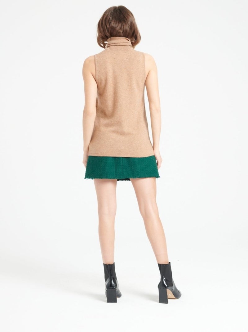 Pull col roulé sans manches femme 100% cachemire - LILLY 13 Camel - Kiabi