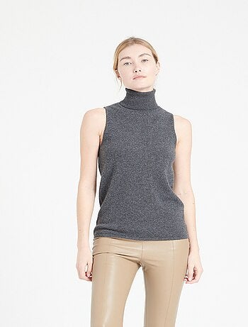 Pull col roulé sans manches femme 100% cachemire - LILLY 13