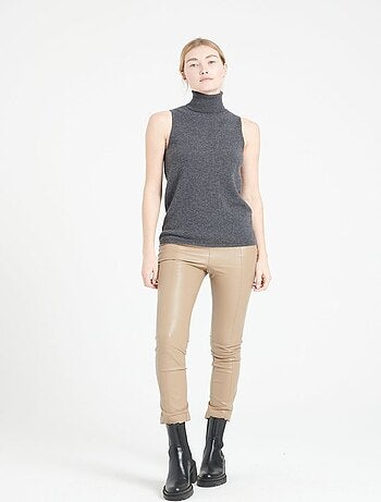 Pull col roulé sans manches femme 100% cachemire - LILLY 13
