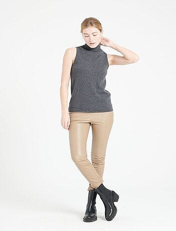 Pull col roulé sans manches femme 100% cachemire - LILLY 13