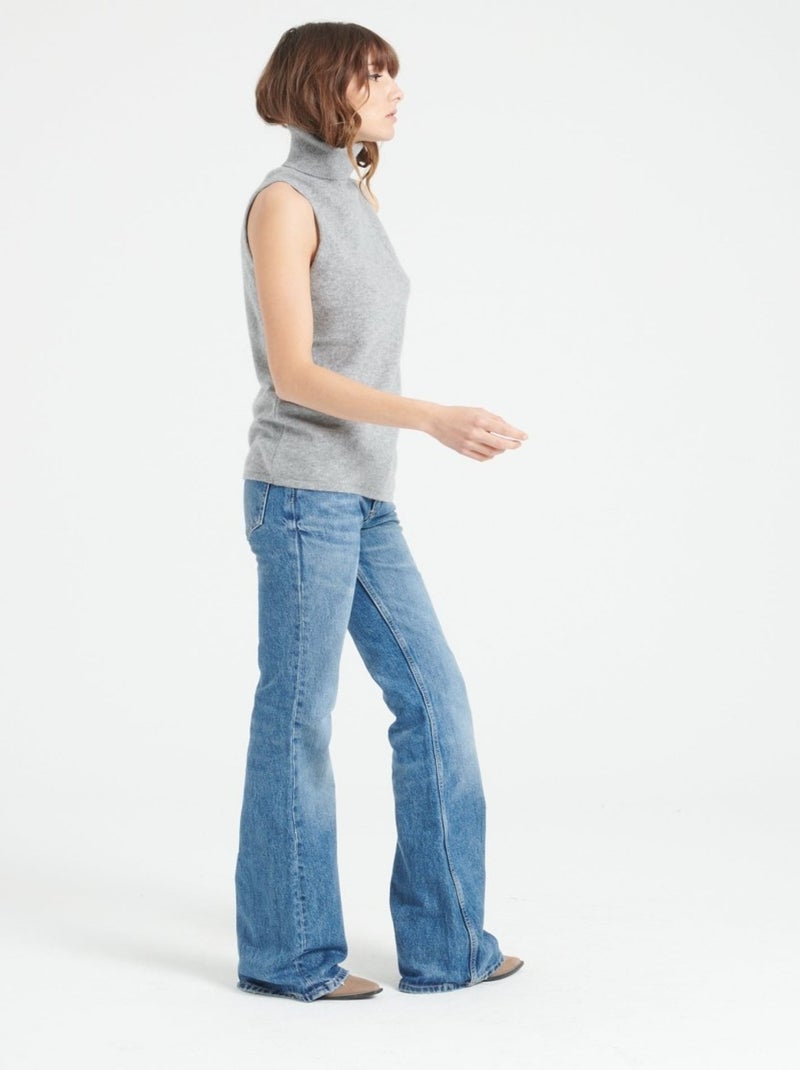 Pull col roulé sans manches femme 100% cachemire - LILLY 13 Gris clair - Kiabi