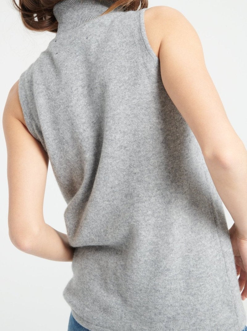 Pull col roulé sans manches femme 100% cachemire - LILLY 13 Gris clair - Kiabi