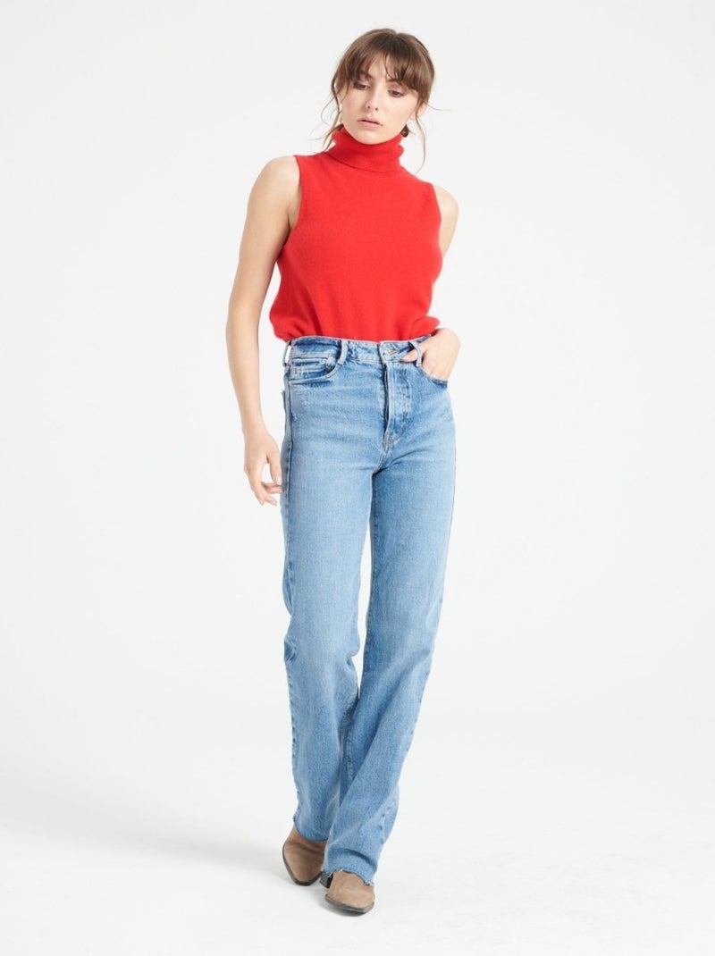 Pull col roulé sans manches femme 100% cachemire - LILLY 13 Rouge - Kiabi