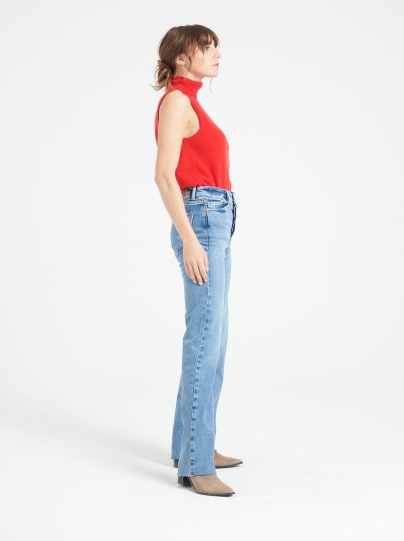 Pull col roulé sans manches femme 100% cachemire - LILLY 13 Rouge - Kiabi