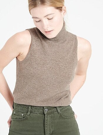 Pull col roulé sans manches femme 100% cachemire - LILLY 13