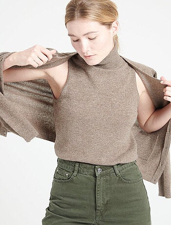 Pull col roulé sans manches femme 100% cachemire - LILLY 13