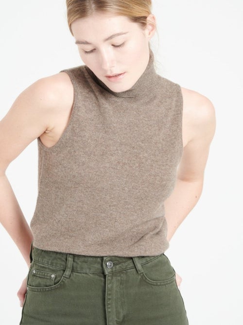 Pull col roulé sans manches femme 100% cachemire - LILLY 13 - Kiabi