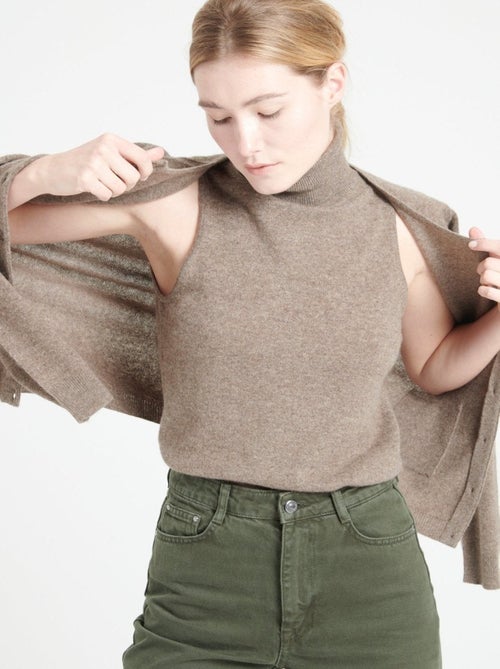 Pull col roulé sans manches femme 100% cachemire - LILLY 13 - Kiabi