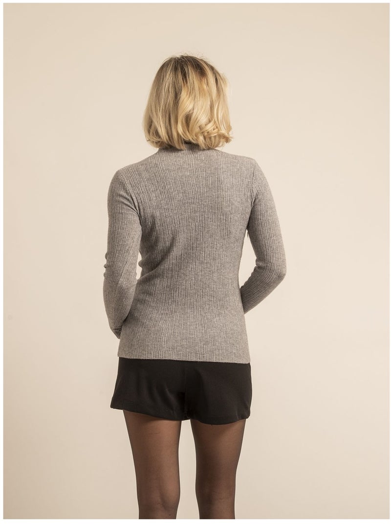 Pull col roulé texturé KILANIE Gris - Kiabi