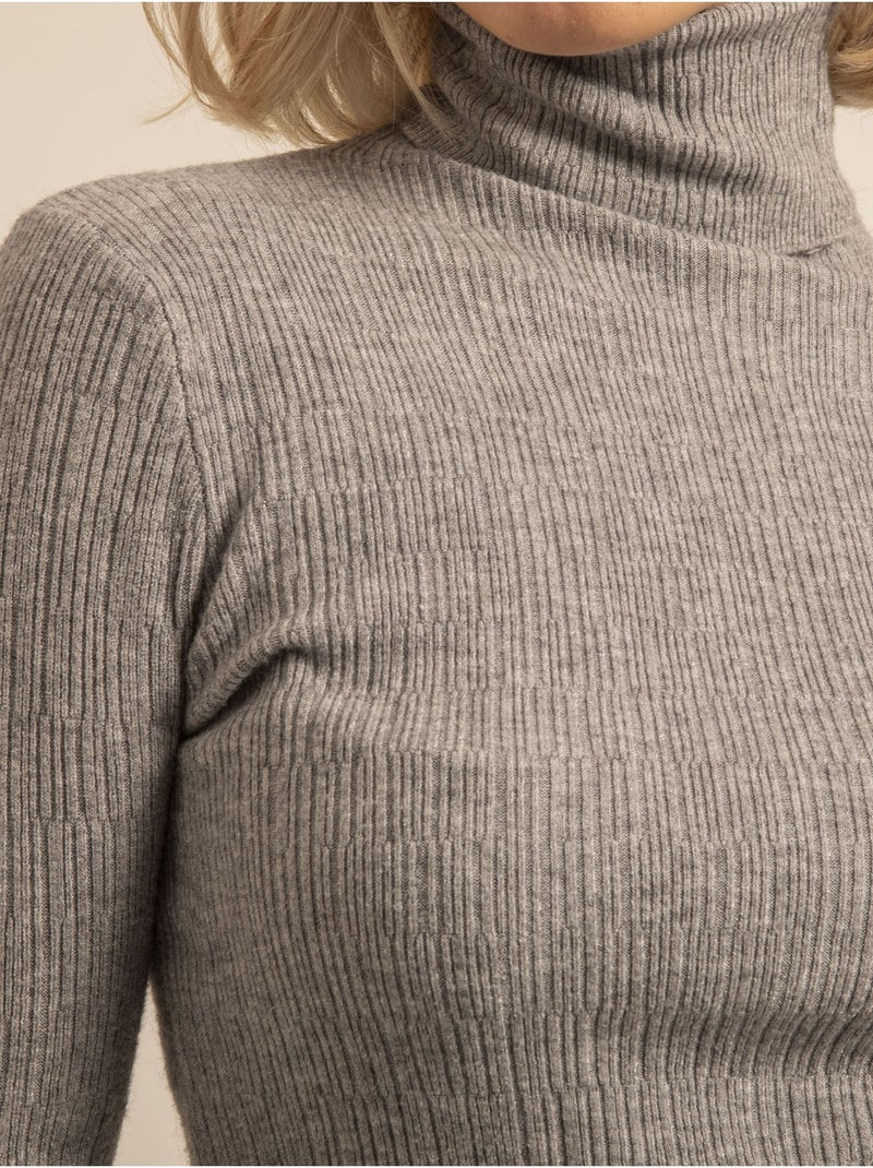 Pull col roulé texturé KILANIE Gris - Kiabi