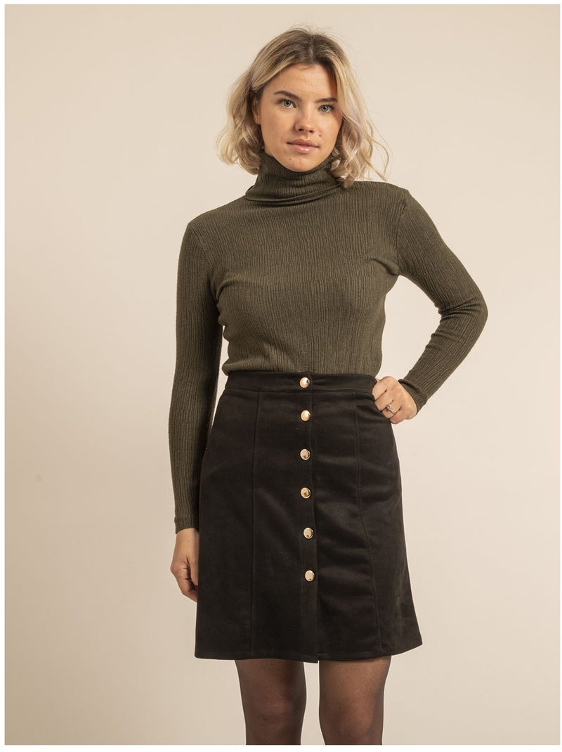 Pull col roulé texturé KILANIE Kaki - Kiabi