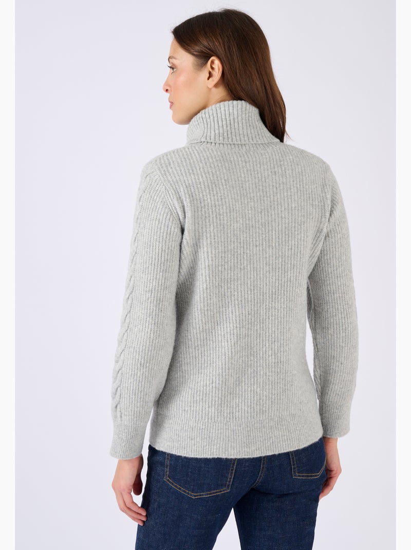 Pull col roulé torsadé Thermolactyl - Damart Gris - Kiabi