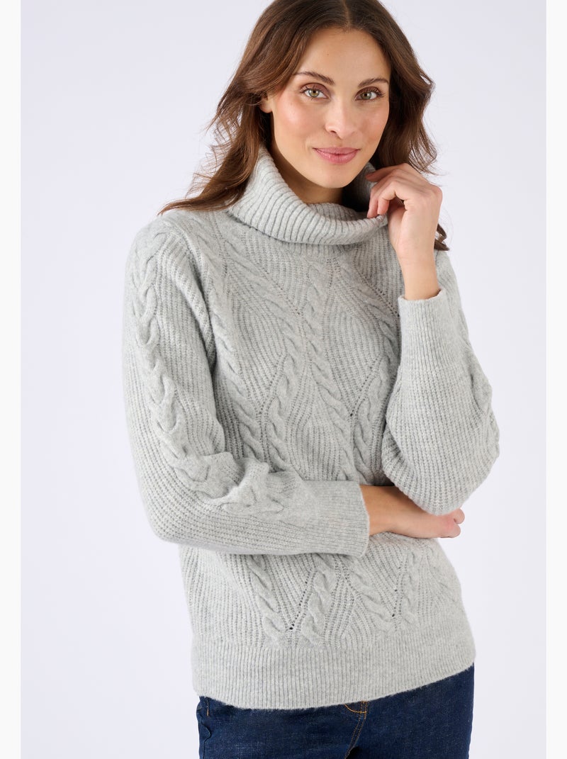 Pull col roulé torsadé Thermolactyl - Damart Gris - Kiabi