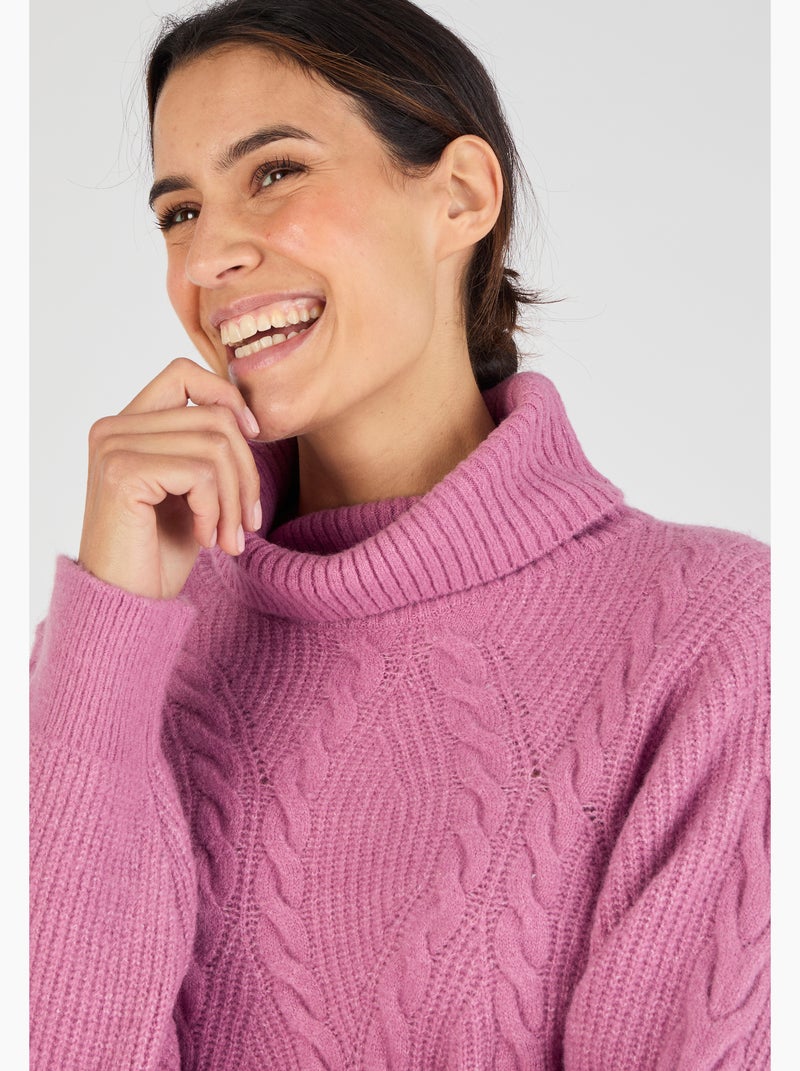 Pull col roulé torsadé Thermolactyl - Damart Violet - Kiabi