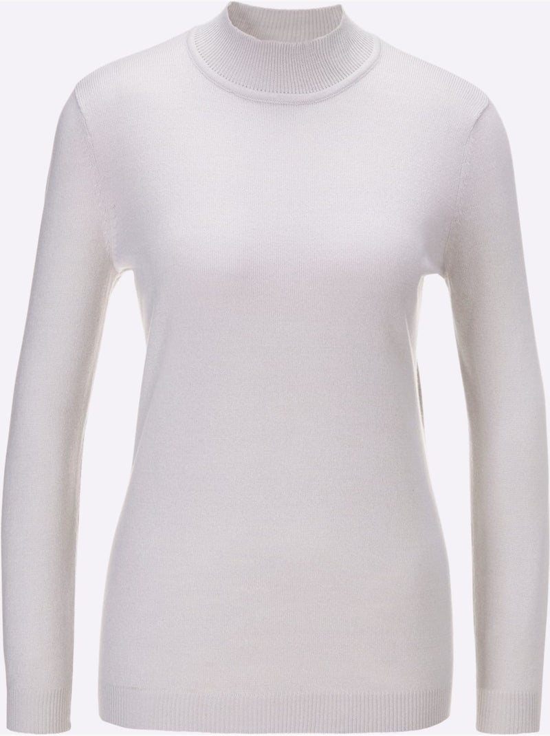Pull col roulé très doux avec manches longues et bords-côtes - Taille standard - Moda Vilona Gris Argenté - Kiabi