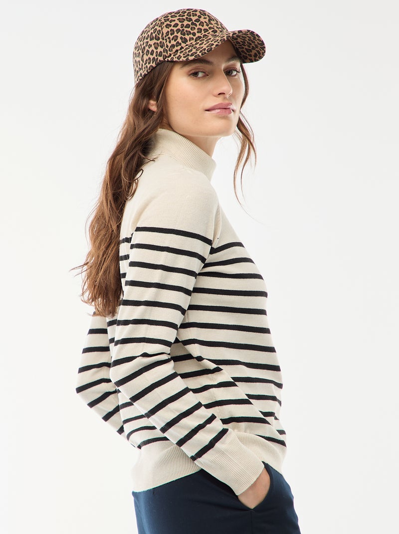 Pull col roulé uni Beige - Kiabi