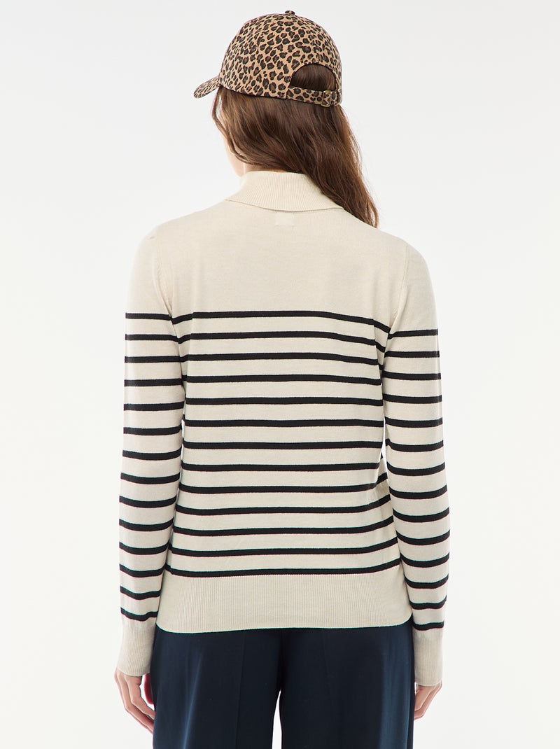 Pull col roulé uni Beige - Kiabi