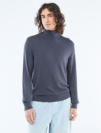 Pull col roulé uni