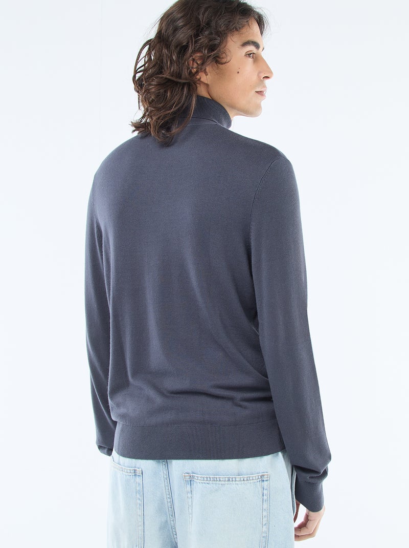 Pull col roulé uni Bleu - Kiabi