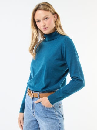 Pull col roulé uni