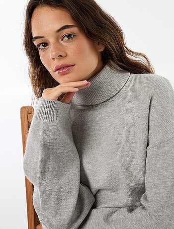 Pull col roulé uni
