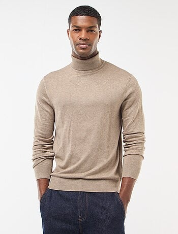 Pull col roulé uni