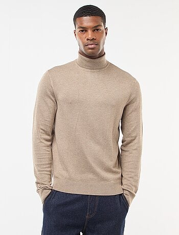 Pull col roulé uni