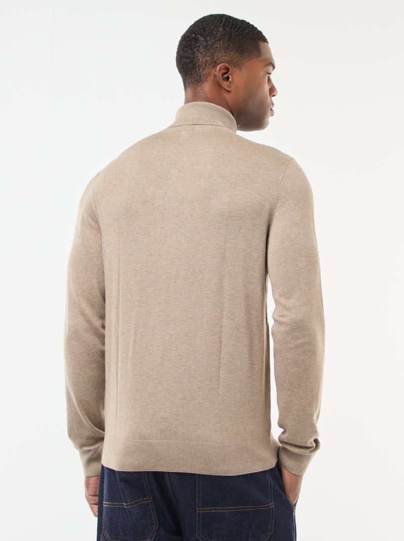 Pull col roulé uni Marron - Kiabi