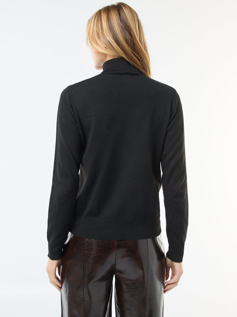 Pull col roulé uni Noir - Kiabi