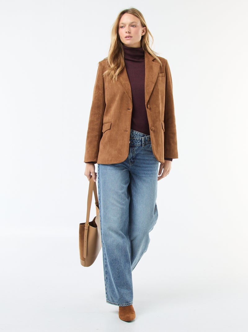 Pull col roulé uni Rouge - Kiabi