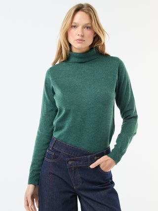 Pull col roulé uni
