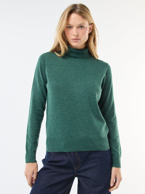 Pull col roulé uni - Kiabi